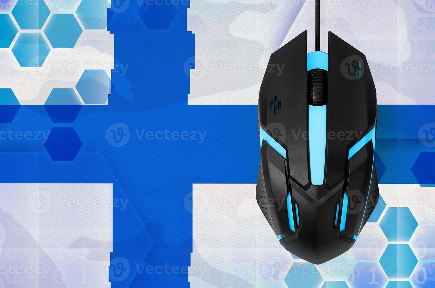 Finland flag and computer mouse. Concept of country representing e-sports team photo