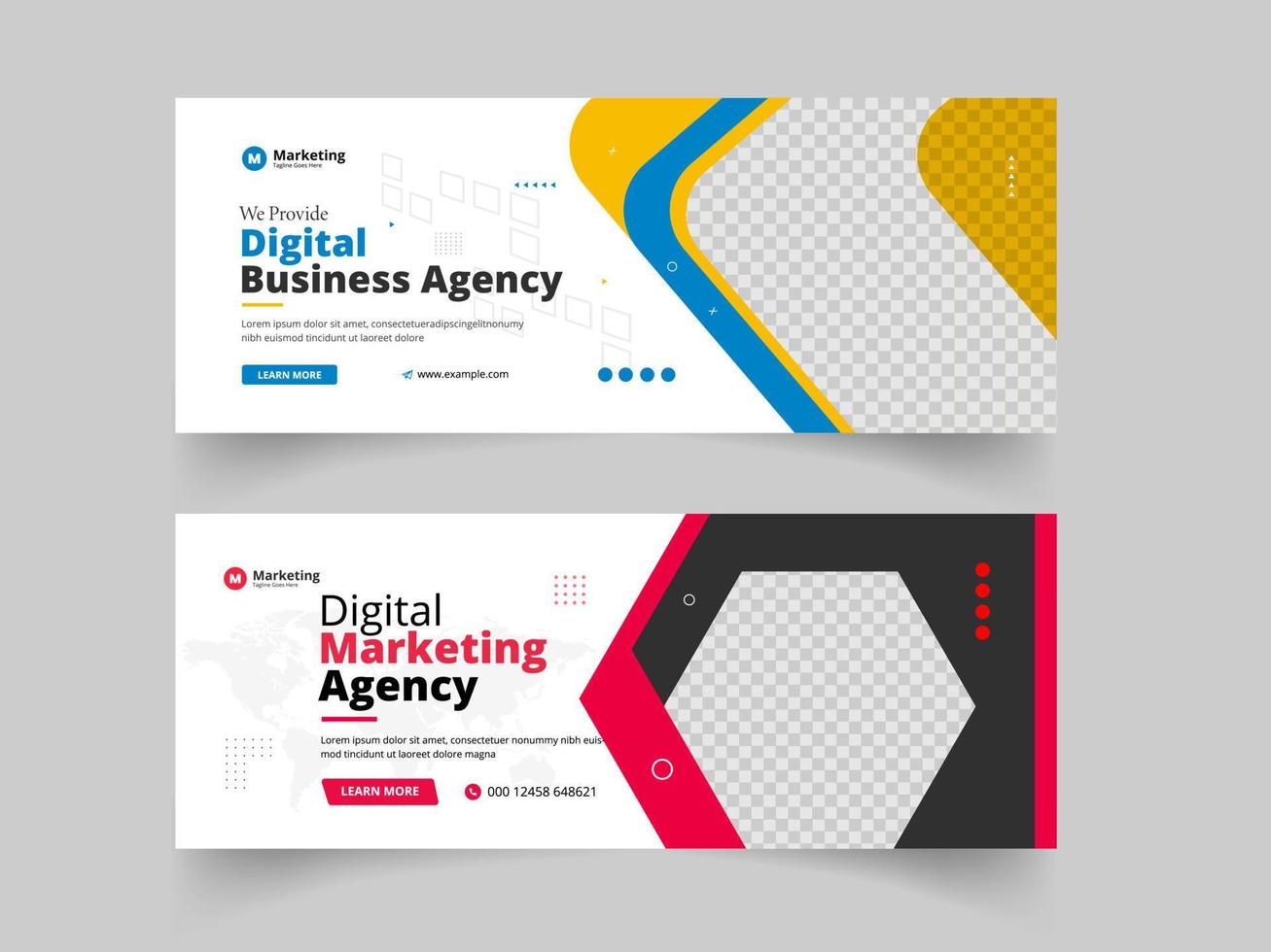 digital business marketing facebook cover and web banner for social media post template vector