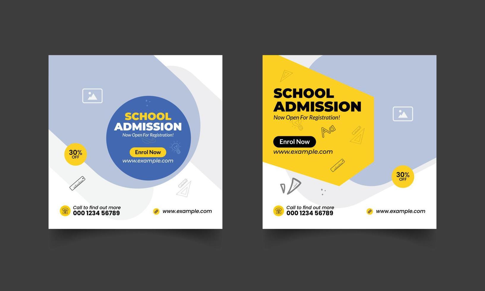 kids school education admission social media post  template vector