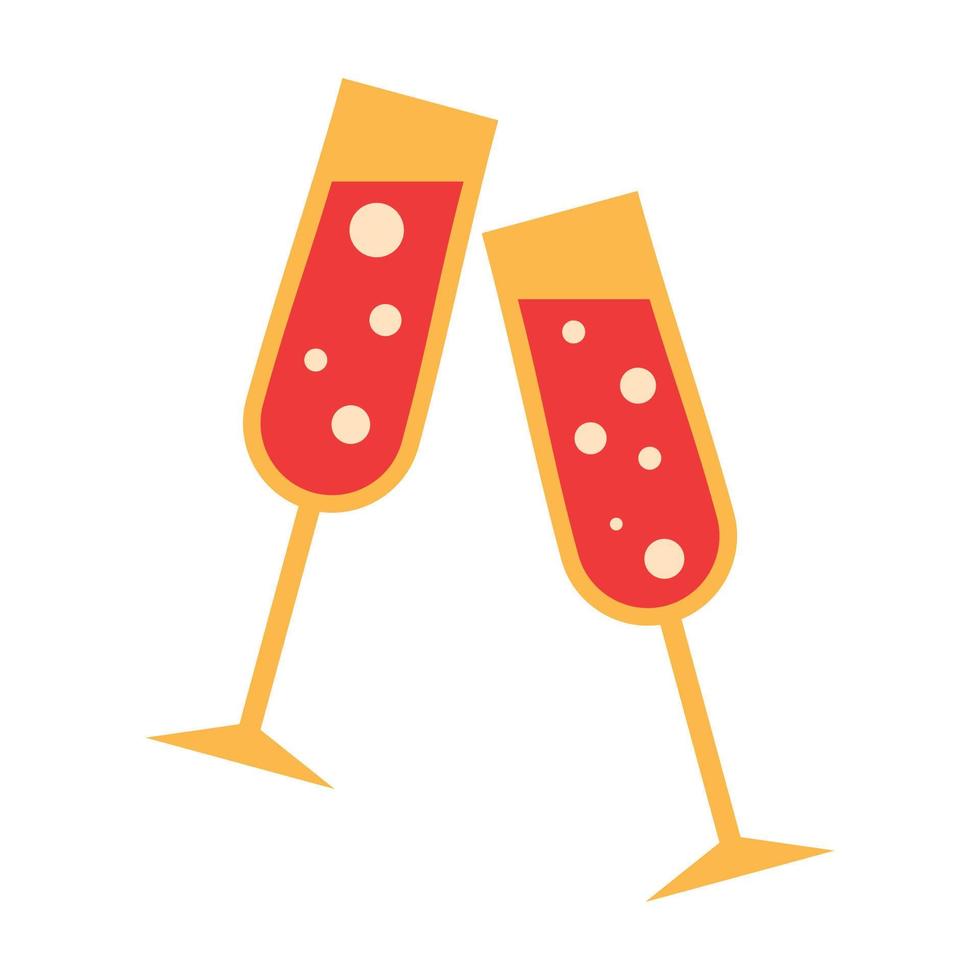 Champagne glasses icon flat vector. Glass toast vector