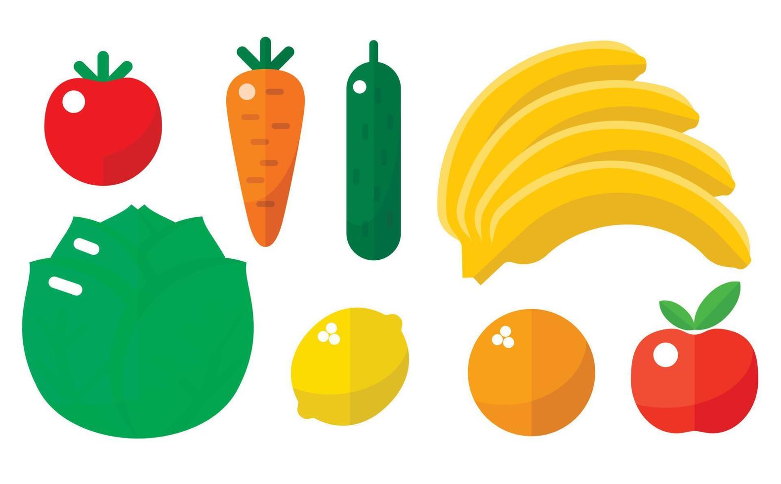 Eco fruits vegetables icons set, flat style vector