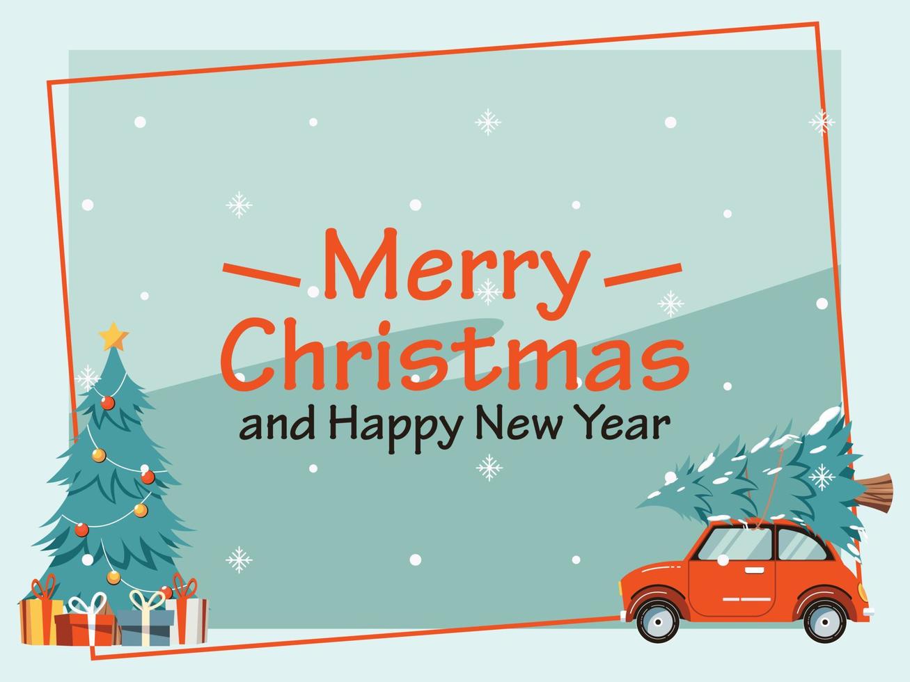 Merry Christmas and Happy New Year Greeting card vector