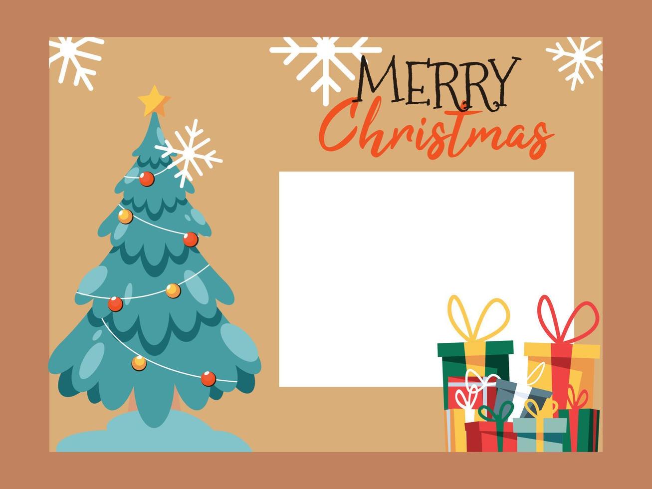 feliz navidad y feliz año nuevo divertidas tarjetas de felicitación con árbol de navidad y presente vector
