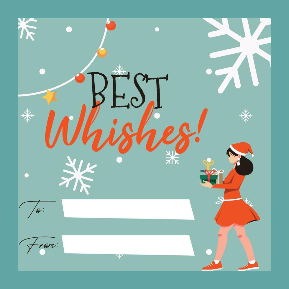 Christmas Greeting Card with women character illustration vector