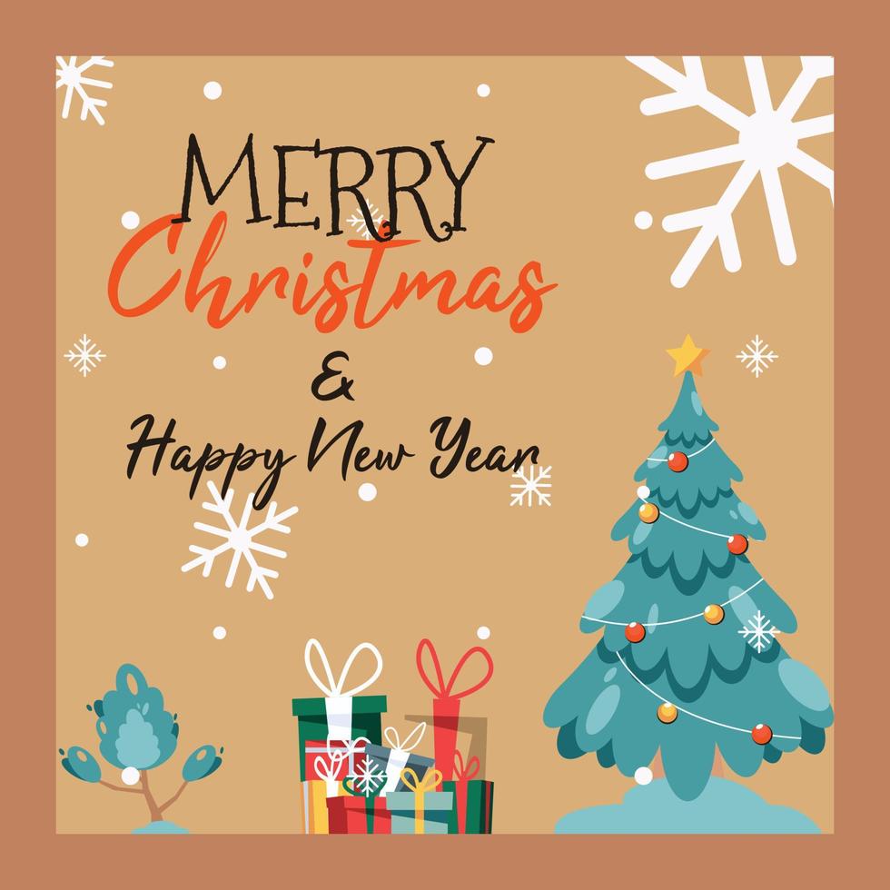 Greeting Christmas and New Year card vector