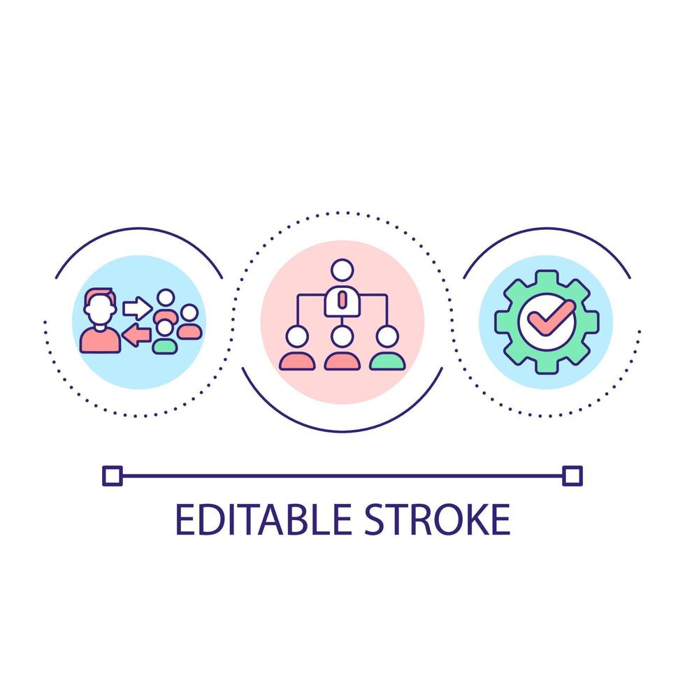 Executive manager loop concept icon. Corporate administrator abstract idea thin line illustration. Leader competency. Vertical organization. Isolated outline drawing. Editable stroke. vector