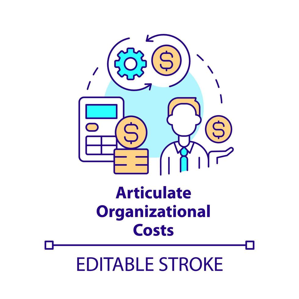 Articulate organizational costs concept icon. Step to transformation abstract idea thin line illustration. Isolated outline drawing. Editable stroke. vector