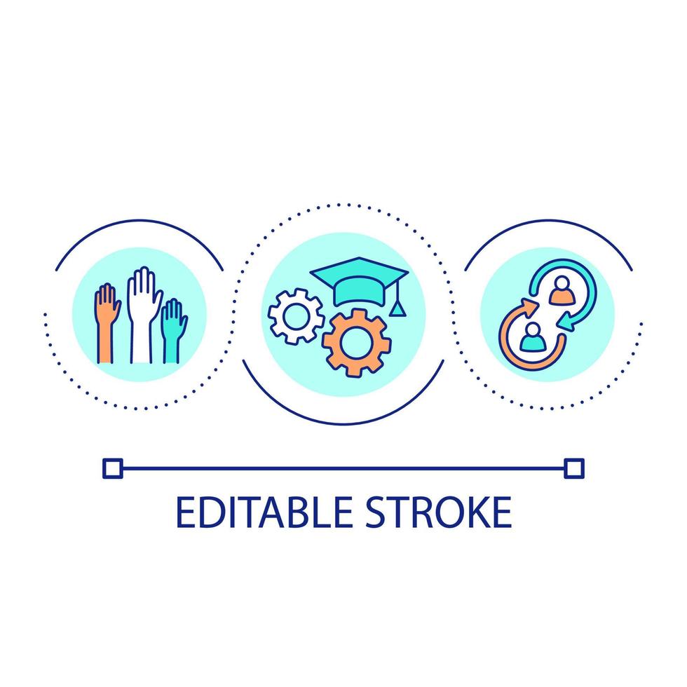 Equal academic opportunities loop concept icon. Student collaboration abstract idea thin line illustration. Cooperative learning. Isolated outline drawing. Editable stroke. vector