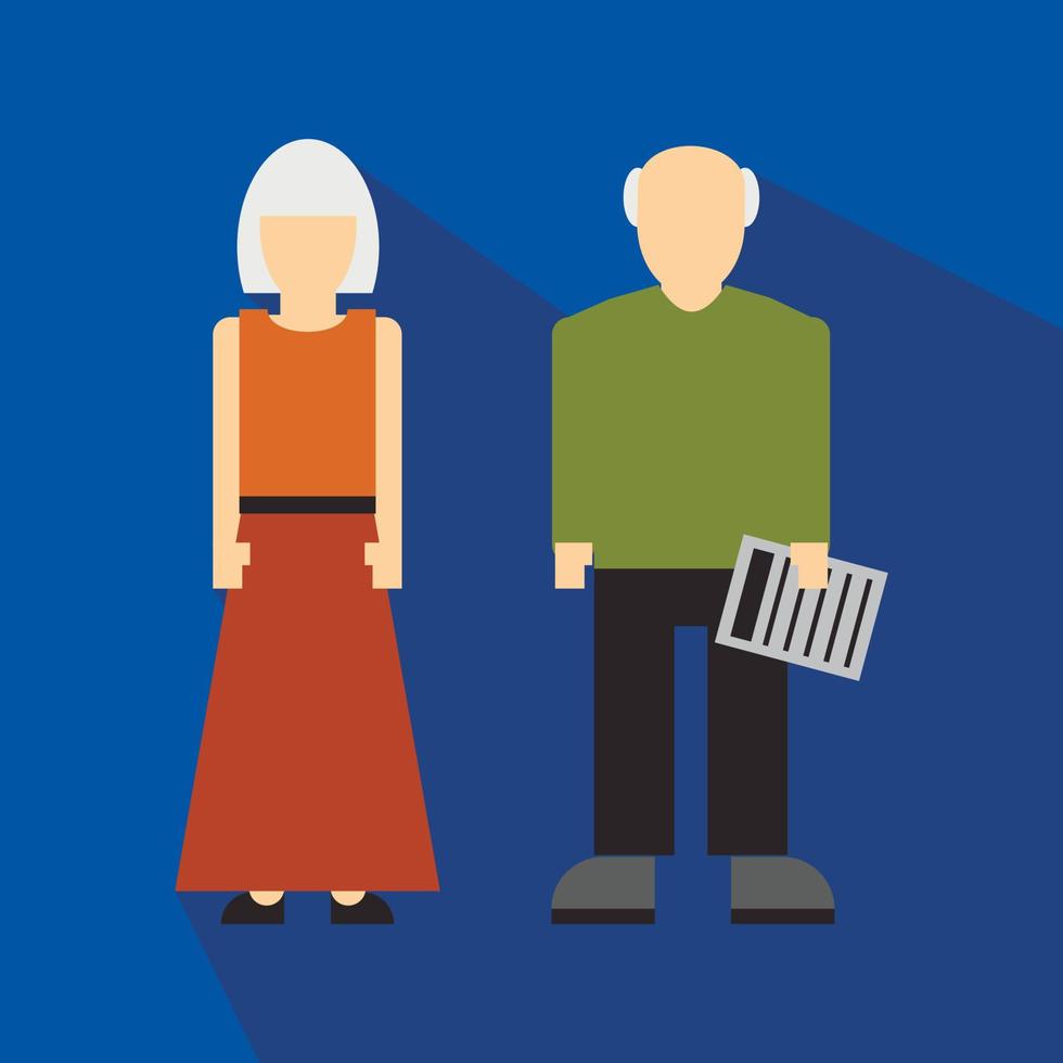 Man and woman in old age flat vector