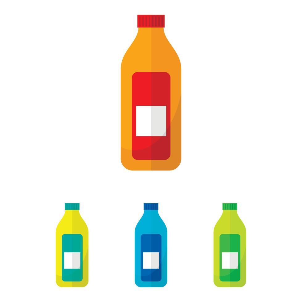 Juice bottle icons set, flat style vector