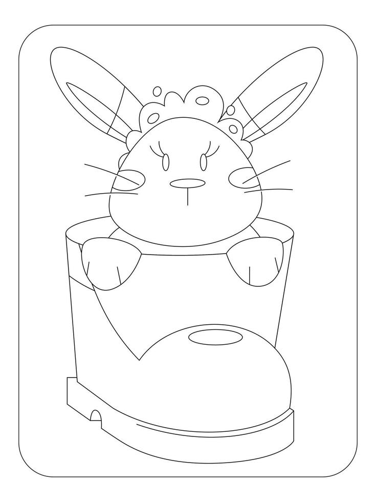 Easter bunny eggs coloring page vector