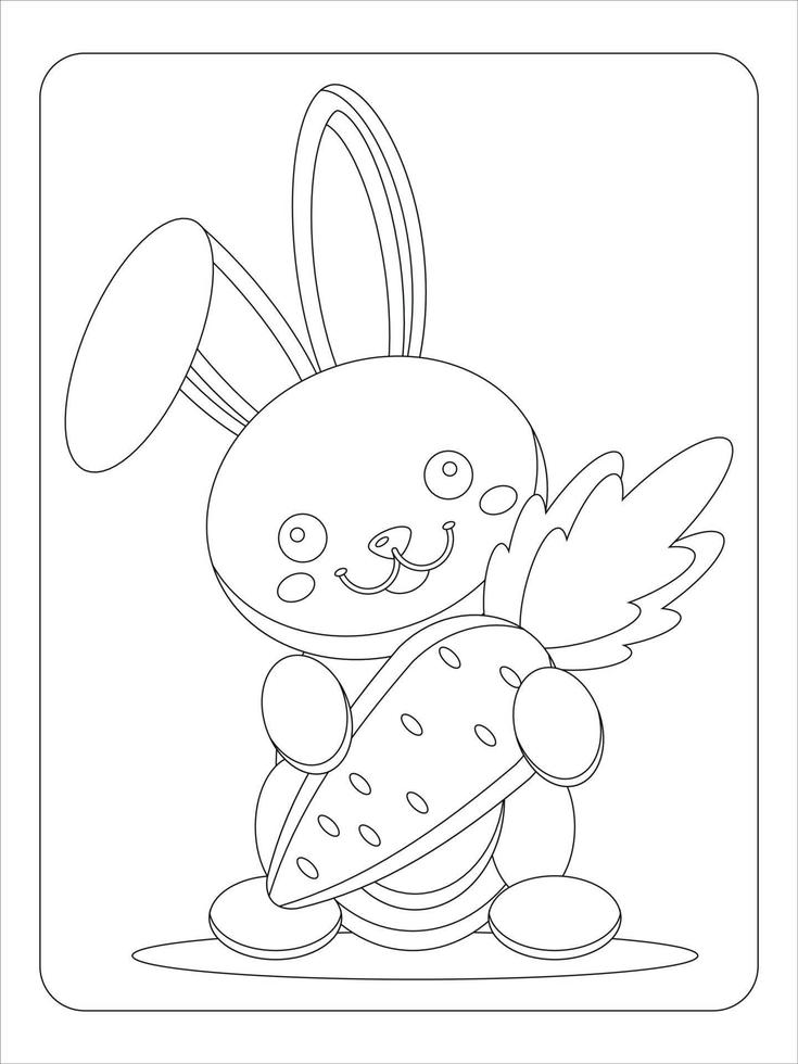 Easter bunny eggs coloring page vector