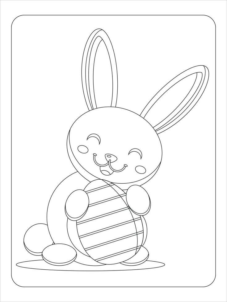 Easter bunny eggs coloring page vector
