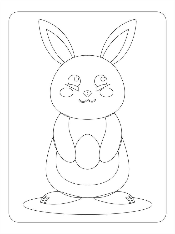 Easter bunny eggs coloring page vector