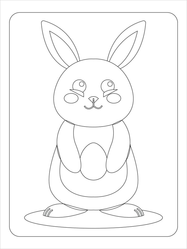 Easter bunny eggs coloring page vector