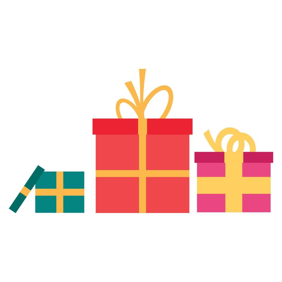 Birthday gift boxes icon flat vector. Present box vector