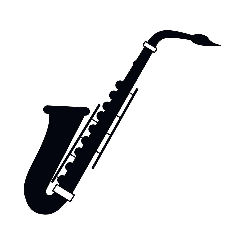 saxofón icono negro vector