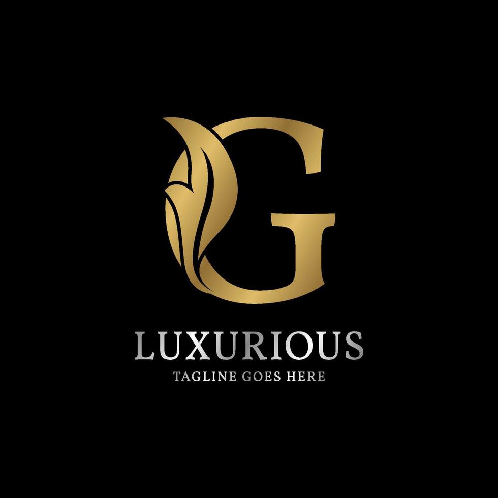 letter G luxurious leaf initial vector logo design element