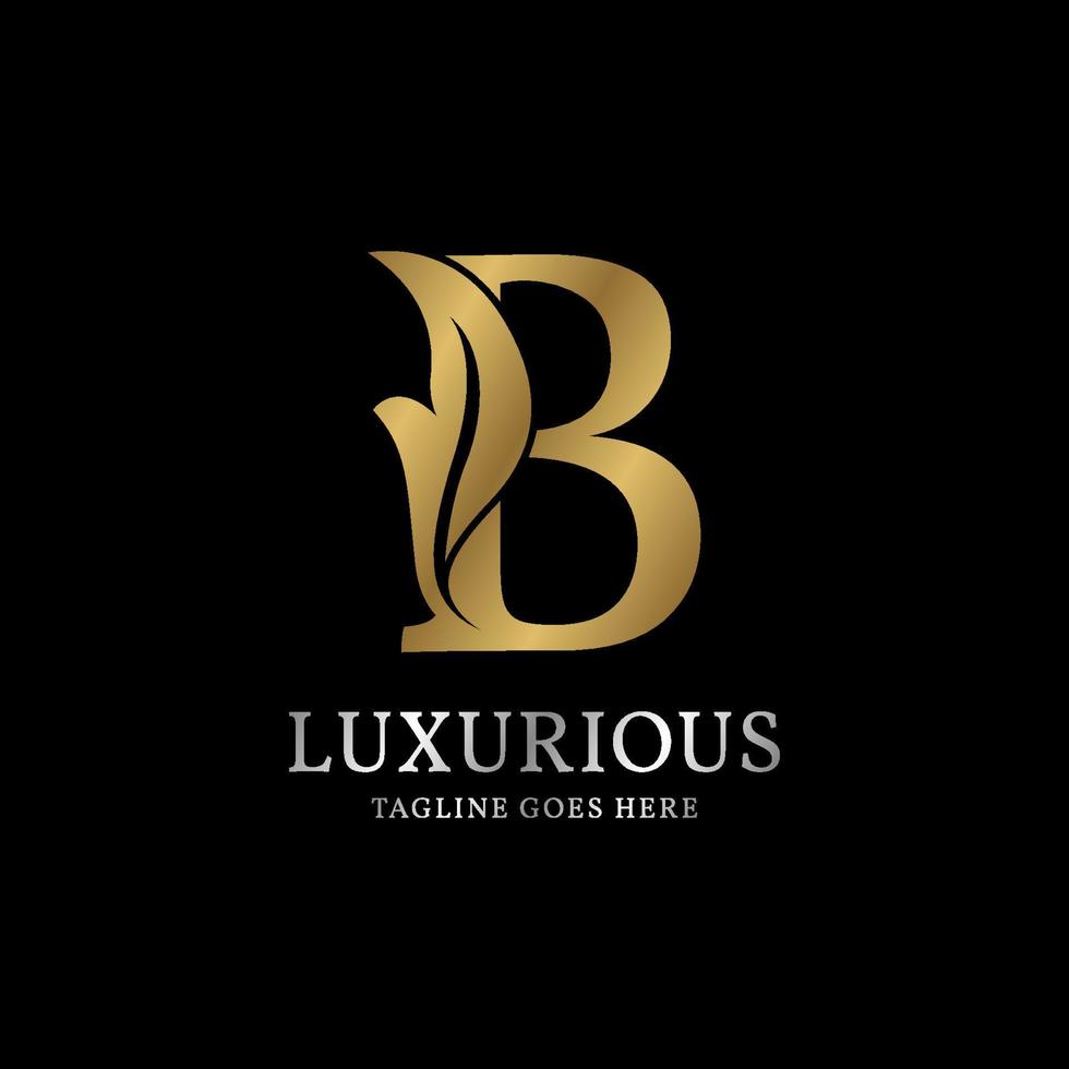 letter B luxurious leaf initial vector logo design element
