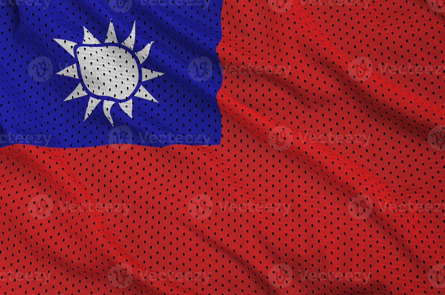 Taiwan flag printed on a polyester nylon sportswear mesh fabric photo