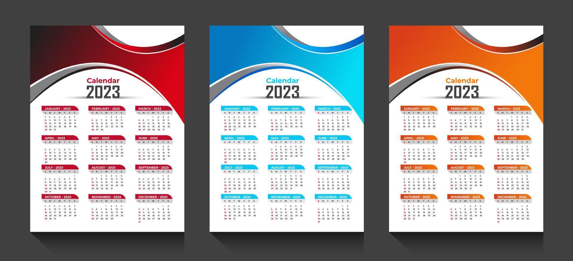 diseño de calendario 2023 vector