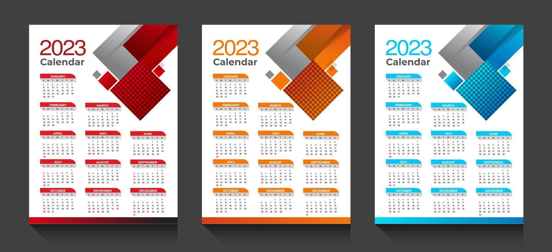 diseño de vector de plantilla de calendario de pared 2023