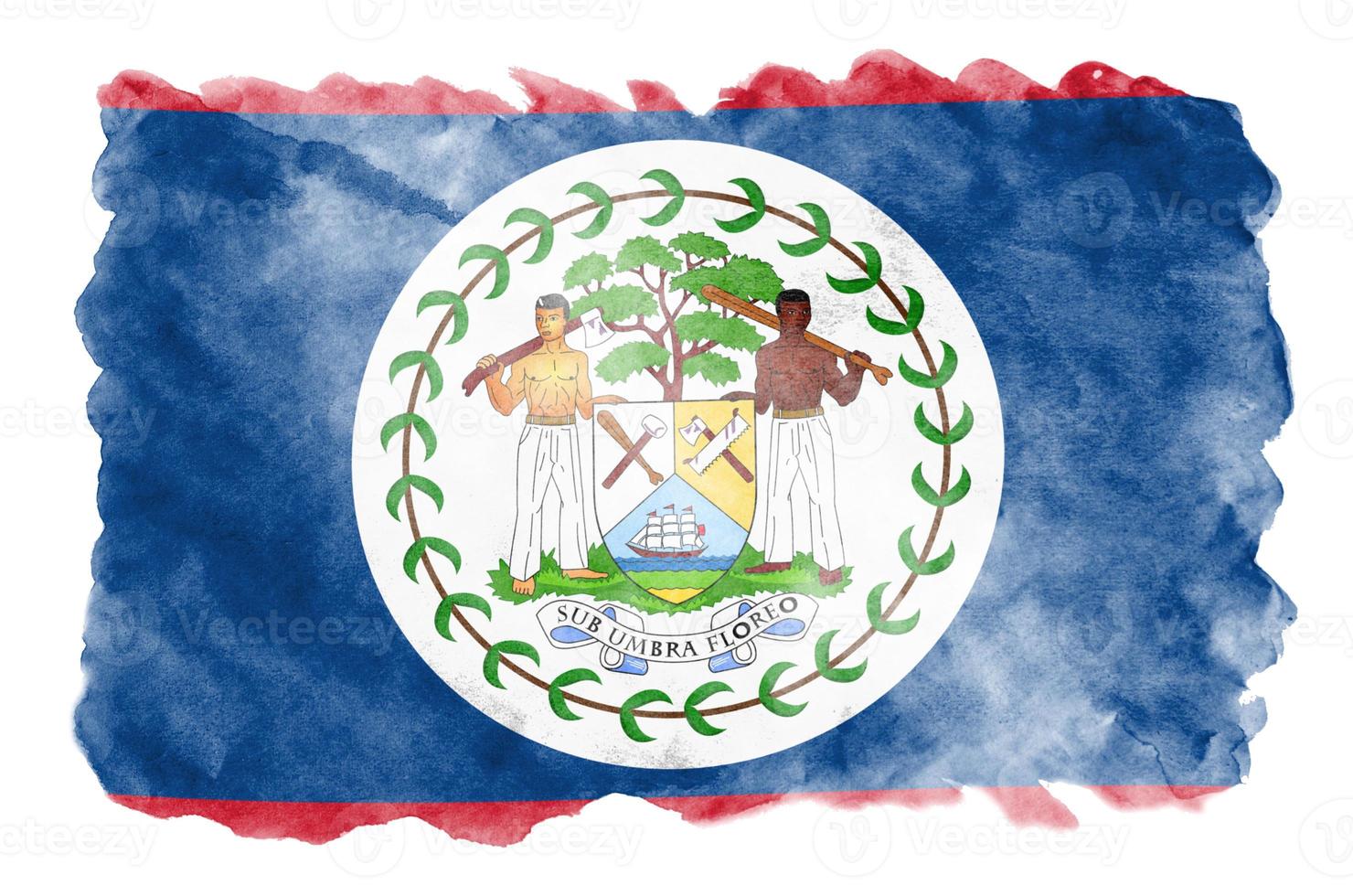 Belize flag is depicted in liquid watercolor style isolated on white background photo