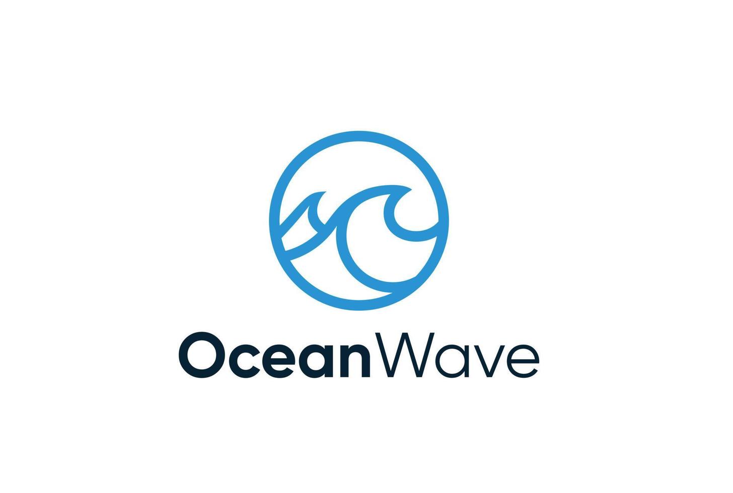 Ocean wave line art logo design vector