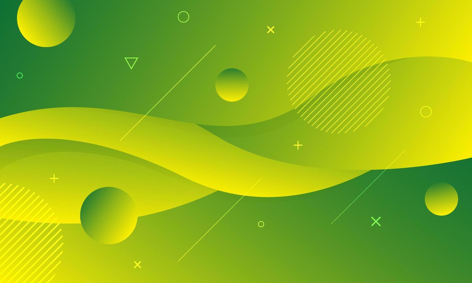 Abstract green and yellow color background. Fluid shapes composition. Eps10 vector