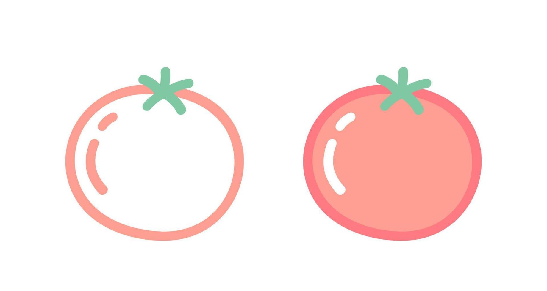 vector set iconos de tomate. ilustración vectorial de tomate. verduras de dibujo a mano.