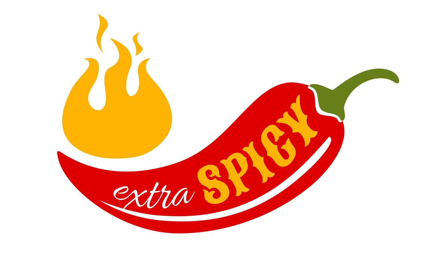 Vector icon of red chilli pepper. Extra spicy food.