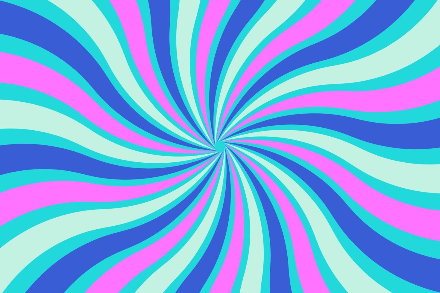 Groovy retro swirl burst, summer and carnival background. vector