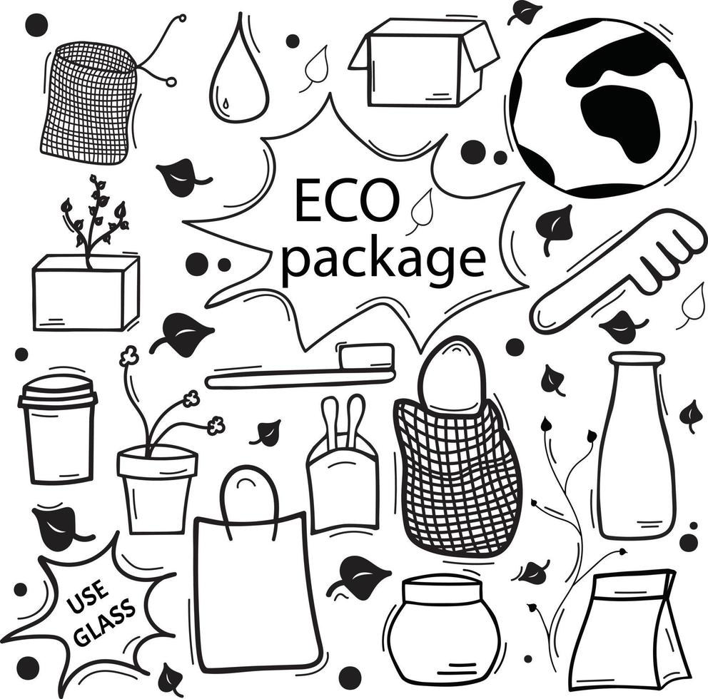 Elements hand drawn doodle vector eco package