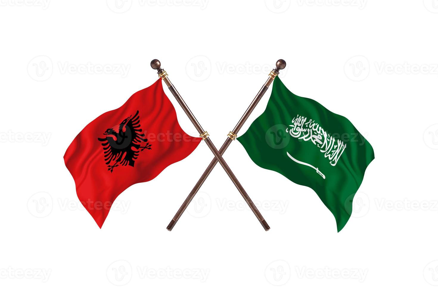 Albania versus Saudi Arabia Two Country Flags photo