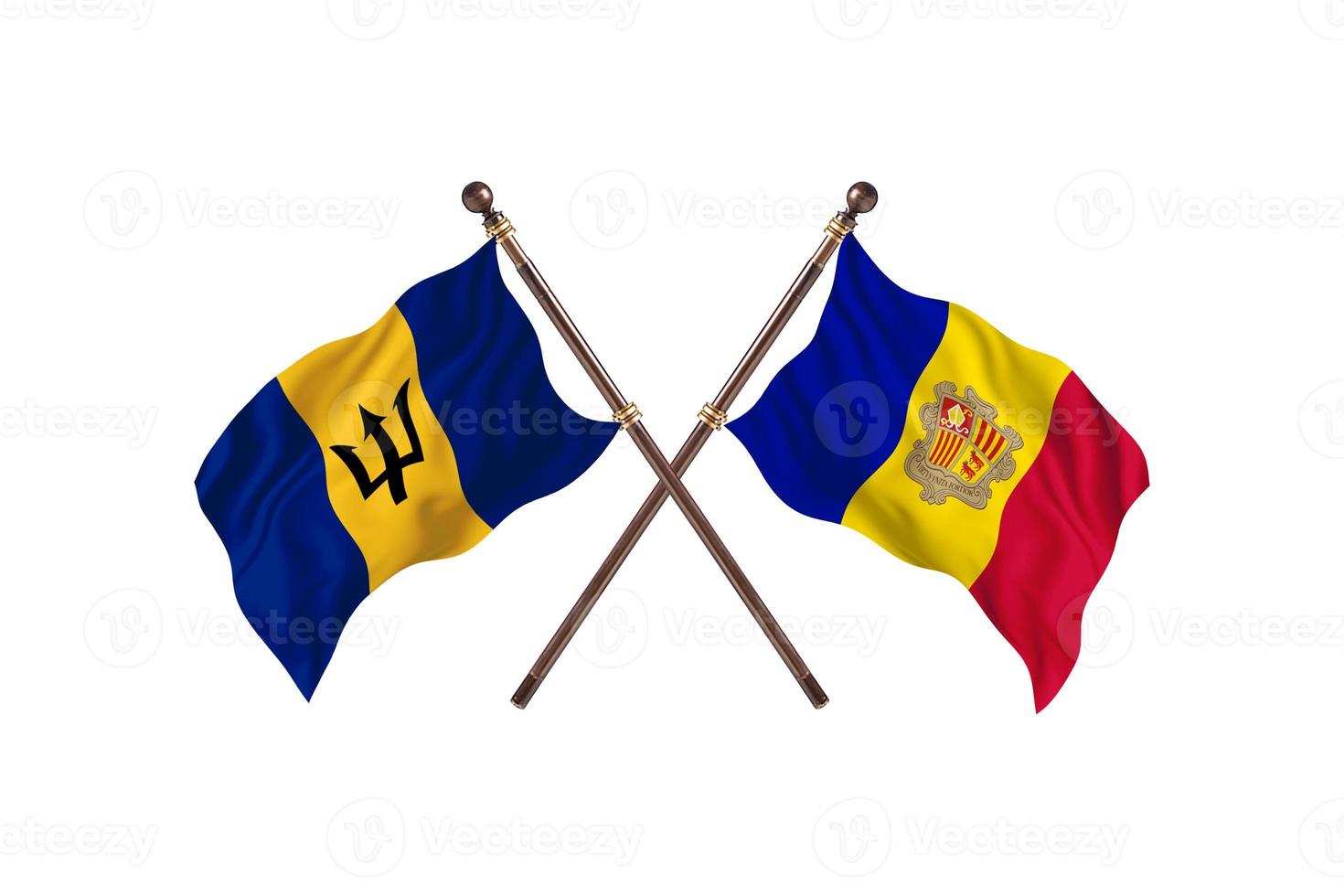 Barbados versus Andorra Two Country Flags photo