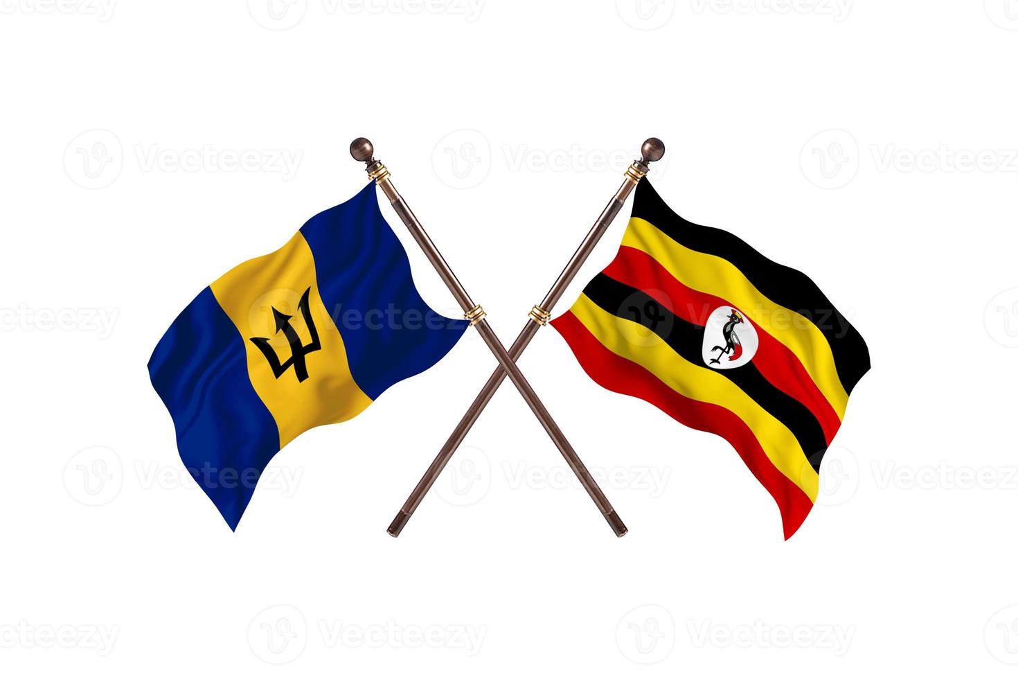 Barbados versus Uganda Two Country Flags photo