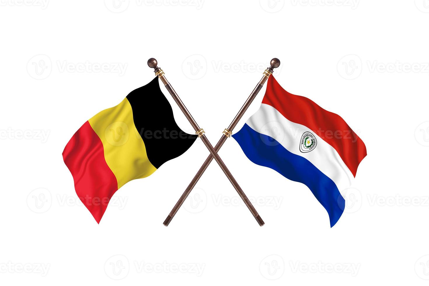 Belgium versus Paraguay Two Country Flags photo