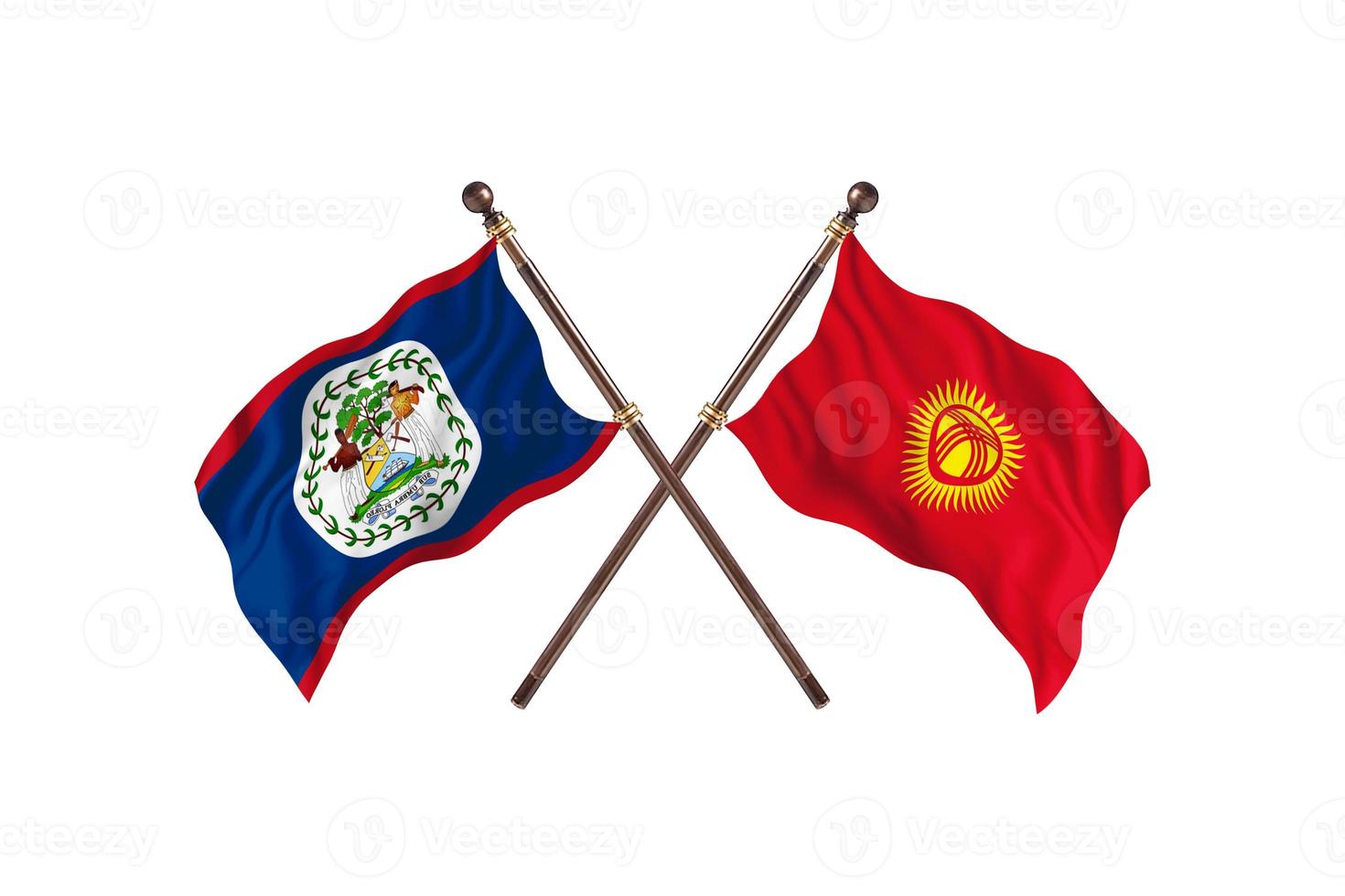 Belize versus Kyrgyzstan Two Country Flags photo