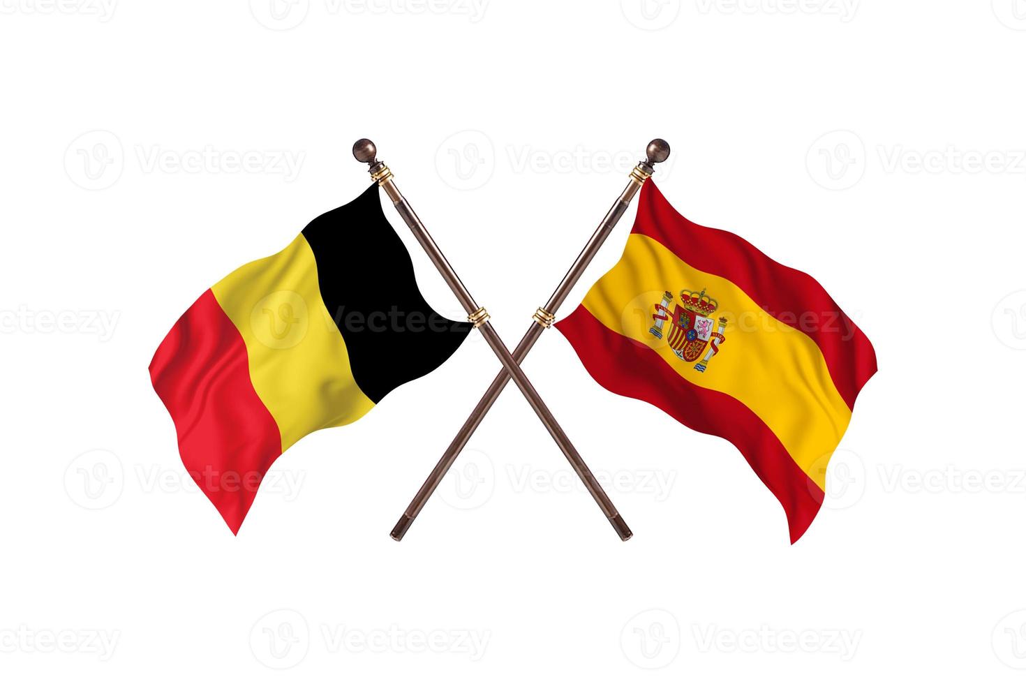 Belgium versus Spain Two Country Flags photo
