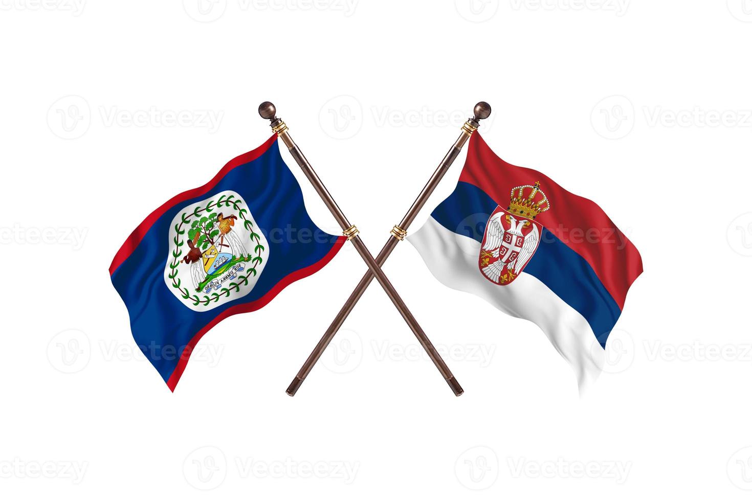 Belize versus Serbia Two Country Flags photo