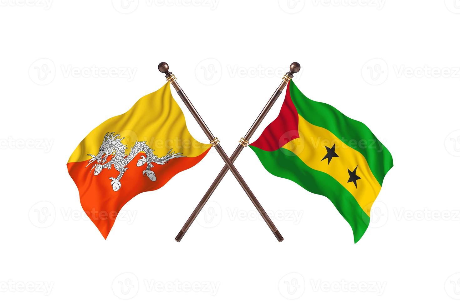 Bhutan versus Sao Tome and Principe Two Country Flags photo
