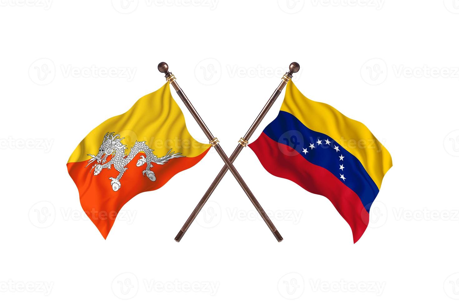 bután versus venezuela dos banderas de países foto