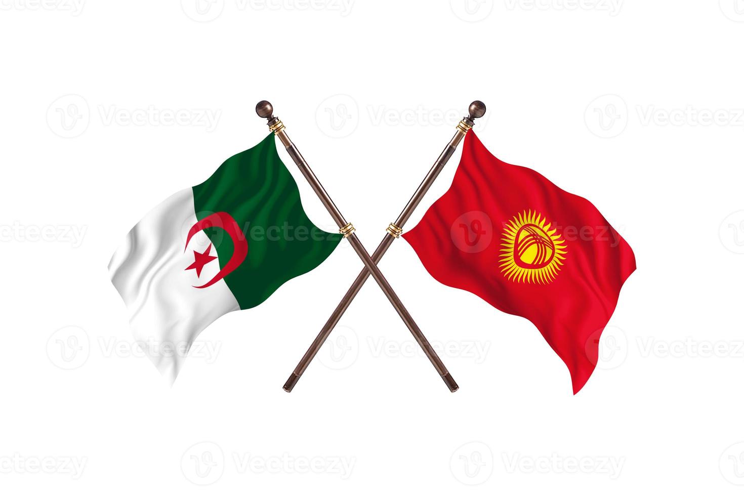 Algeria versus Kyrgyzstan Two Country Flags photo