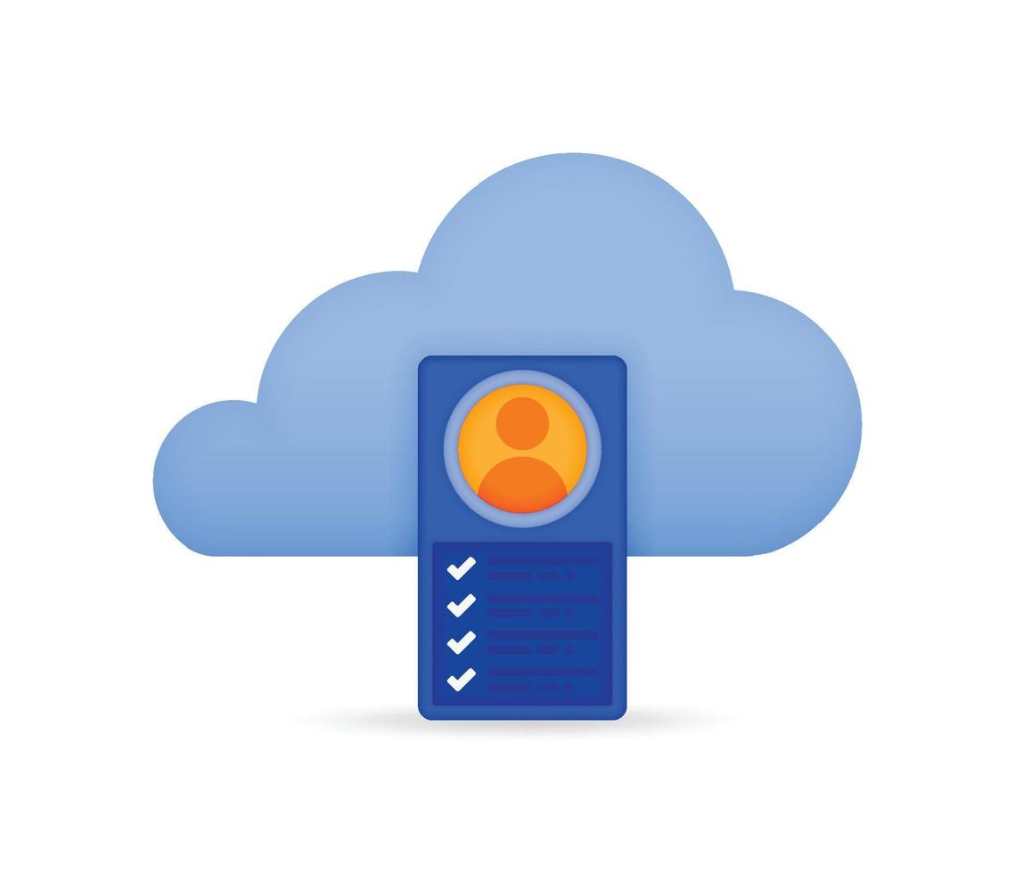 Icon Cloud To store data and user profiles. User Login Icon. User data Icon. Can be used for businesses, websites, mobile apps, posters, ads flyers, banners vector