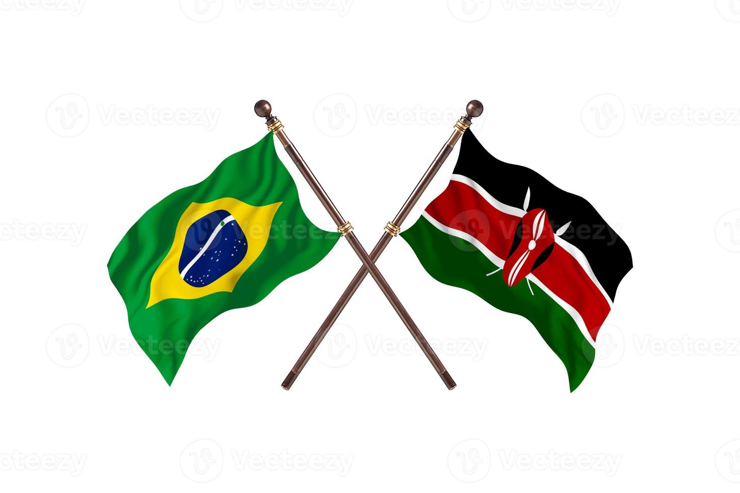 brasil contra kenia dos banderas de países foto