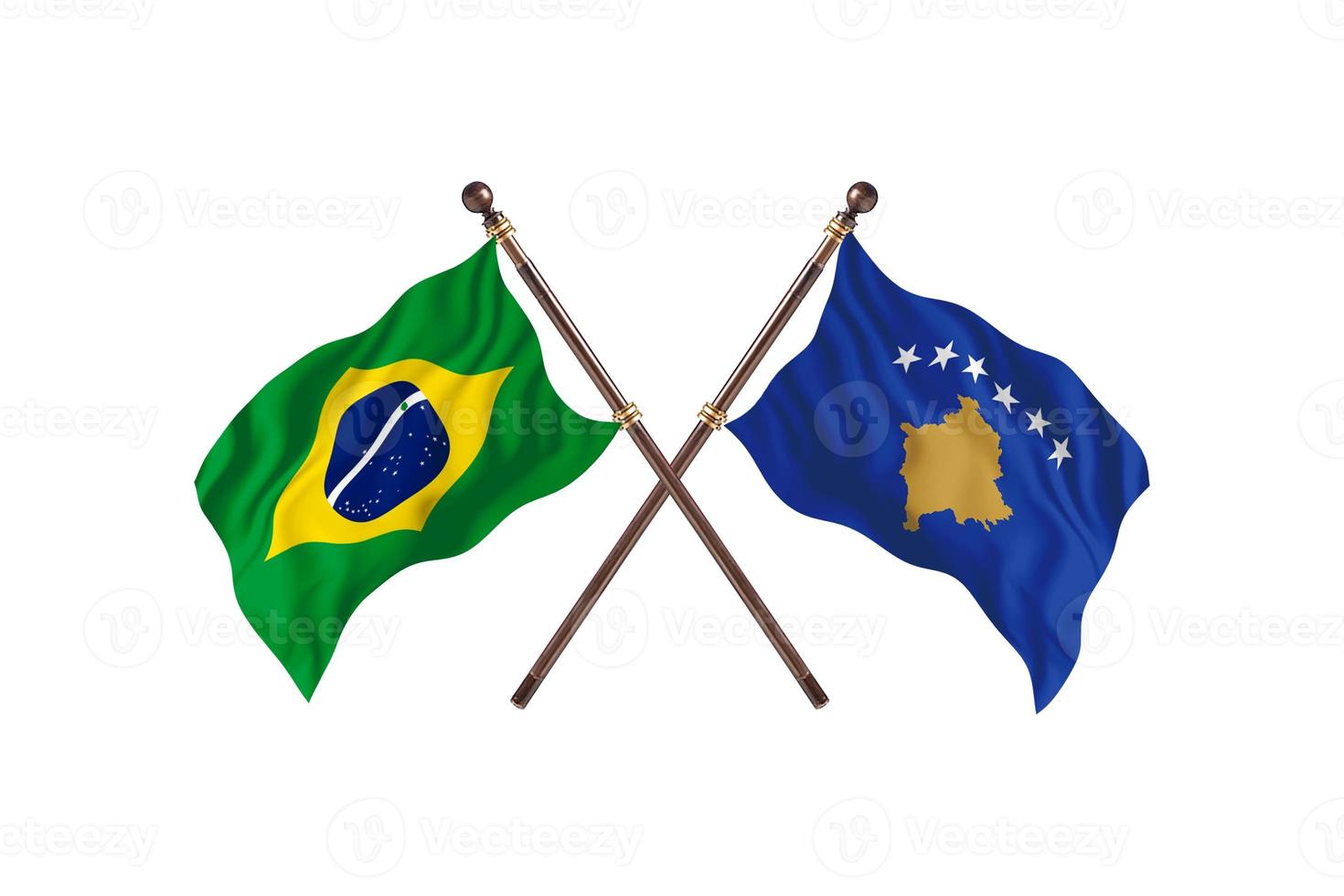 Brazil versus Kosovo Two Country Flags photo