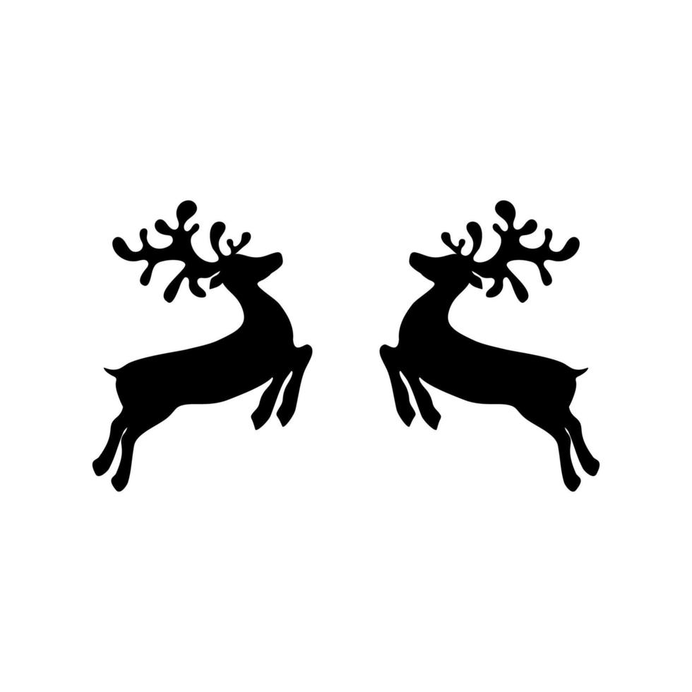 Two reindeers jump to each other with stars isolated on white vector