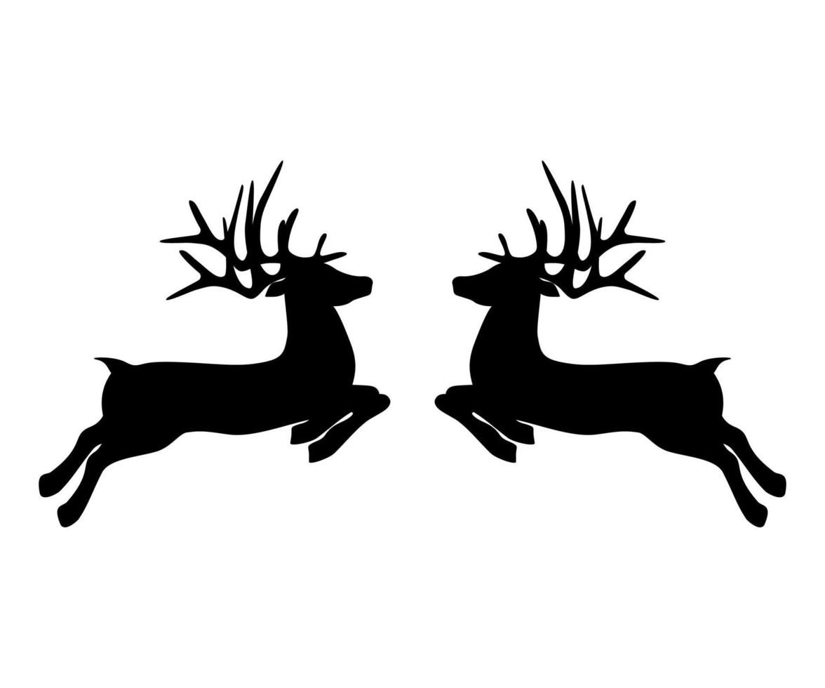 Two reindeers on a white background jump to each other for Christmas vector