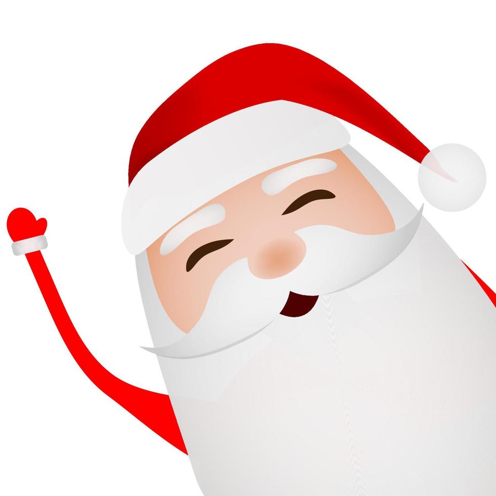 Cartoon funny santa claus waving hand isolated on white vector