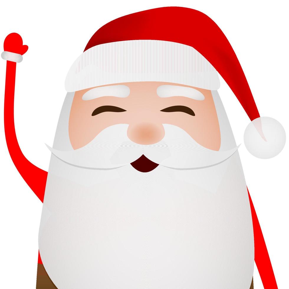 Cartoon funny santa claus waving hand isolated on white vector